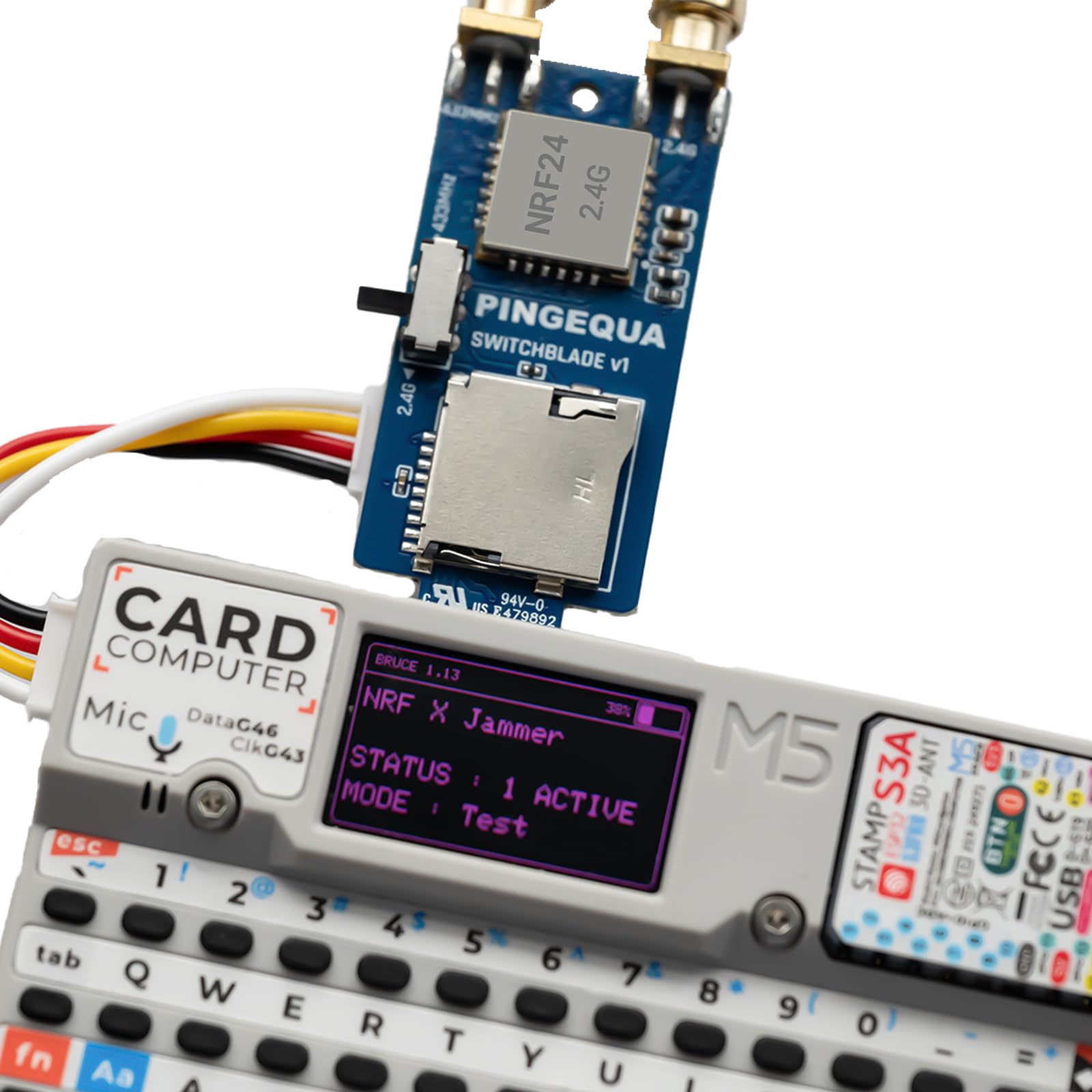 Scheda M5Stack Cardputer RF 3 in 1, NRF24L01+ PA/LNA & CC1101 Ricetrasmettitore Sub-GHz con slot MicroSD - Modulo di sviluppo IoT Plug & Play per l'analisi del segnale e la formazione