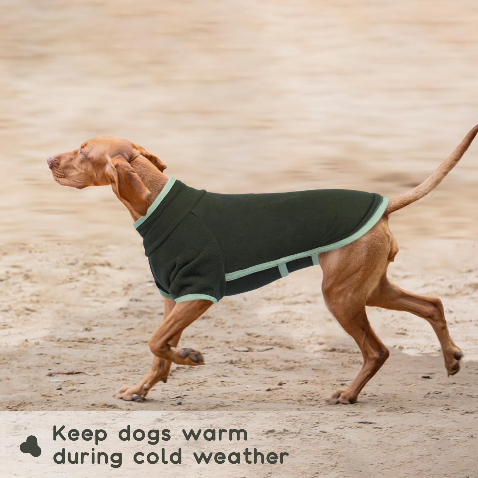 Abrigo para Perros, Chaleco de Forro Polar Sudadera EláStico Abrigo Perro Mediano Chaqueta de Invierno Forro Polaro con Rayas Reflectantes(Verde Militar, XL)