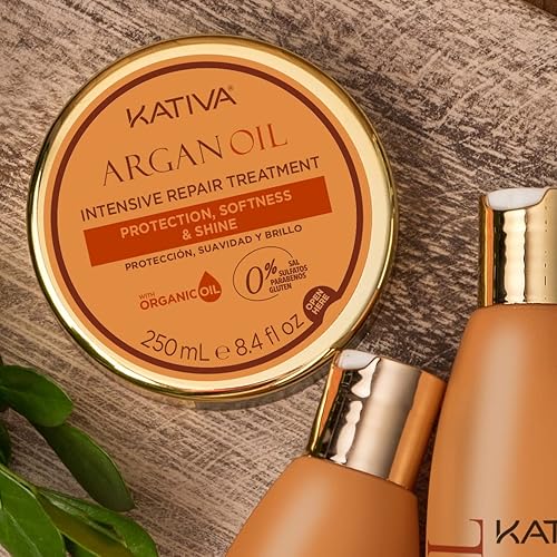 Miniatura 4 de Kativa Mascarilla de tratamiento intensivo de reparación de aceite de argán (8.5 fl oz), hidratante y protectora para cabello seco o dañado, sin sal