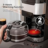 Vista 3 de Cafetera de goteo de 10 tazas con molinillo integrado, moler y preparar programable, máquinas de café con pantalla táctil LED inteligente