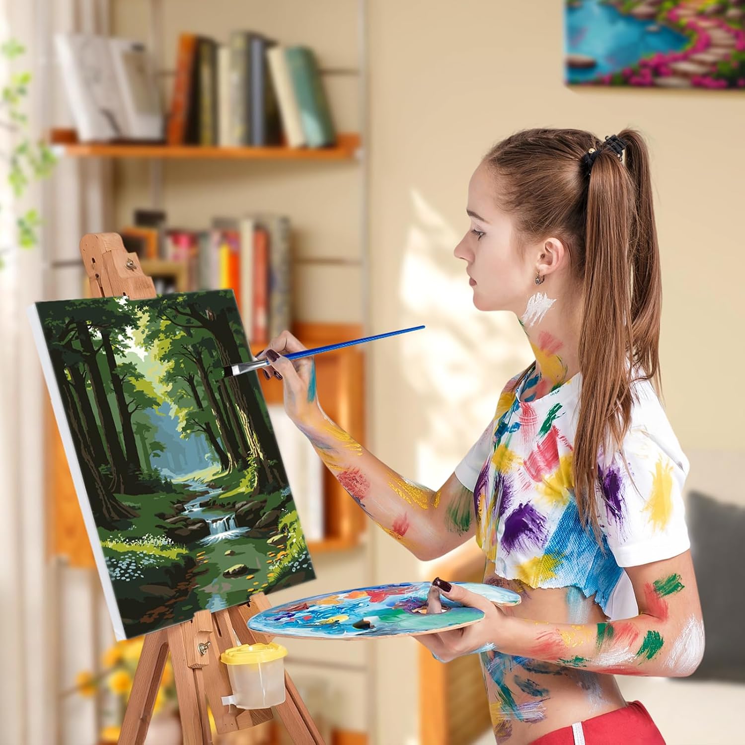 JOOZ DIY Landscape Paint by Numbers Kit for Adults with Frame, 8x12 Inch image 3
