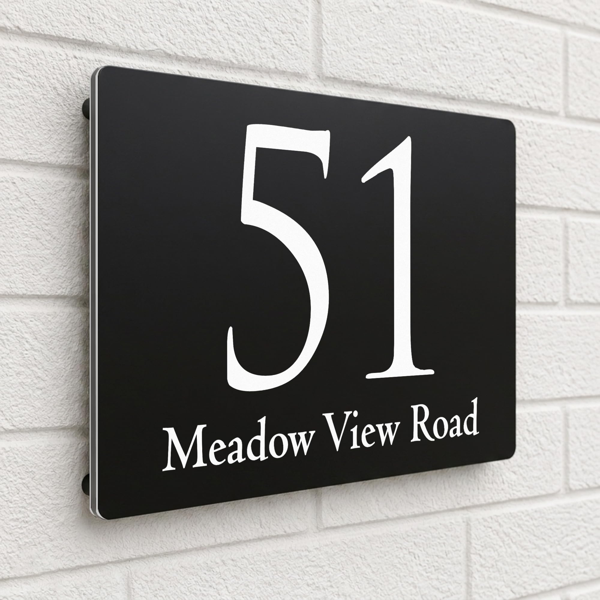 Housics Personalised House Number Plaque, Door Sign, Black, 280mm x 160mm — image 1