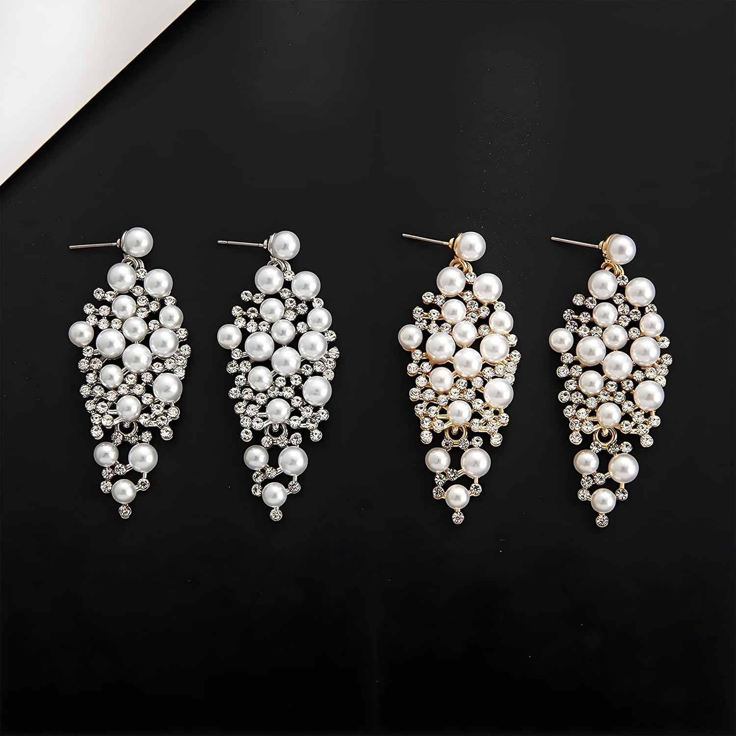 Chandelier Earrings Silver White Pearl Drop Dangle Earrings for Women Bridal Earrings for Wedding Pearl Prom Jewelry - Image 5