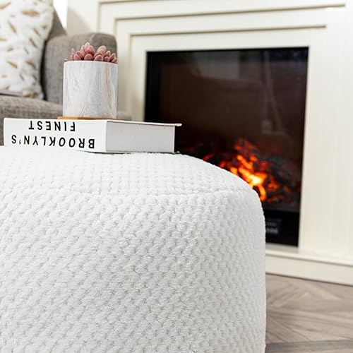 Miniatura 6 de Asuprui Puf Otomano Sin Relleno, Reposapiés Otomano, Puf de Piso, Taburete Suave, 20x20x12 Pulgadas, Silla Peluda de Piso con Almacenamiento para