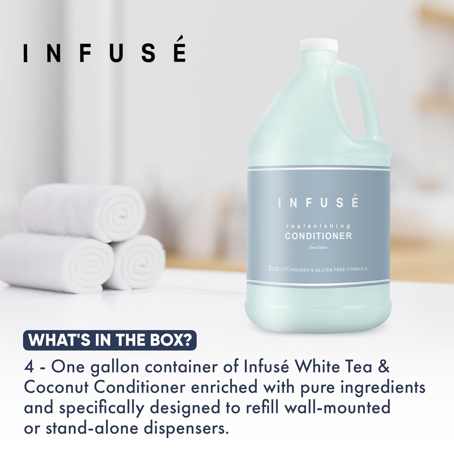 Terra Pure Infuse Hotel Conditioner | 1 Gallon | Designed to Refill Soap Dispensers (Set of 4)