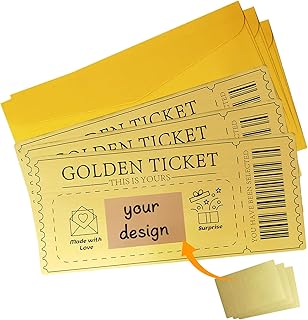 Aihoom 3PCS Golden Scratch-off Ticket Cards with Envelopes – Personalised Surprise Scratch & Reveal Gift for Birthday, Chr...