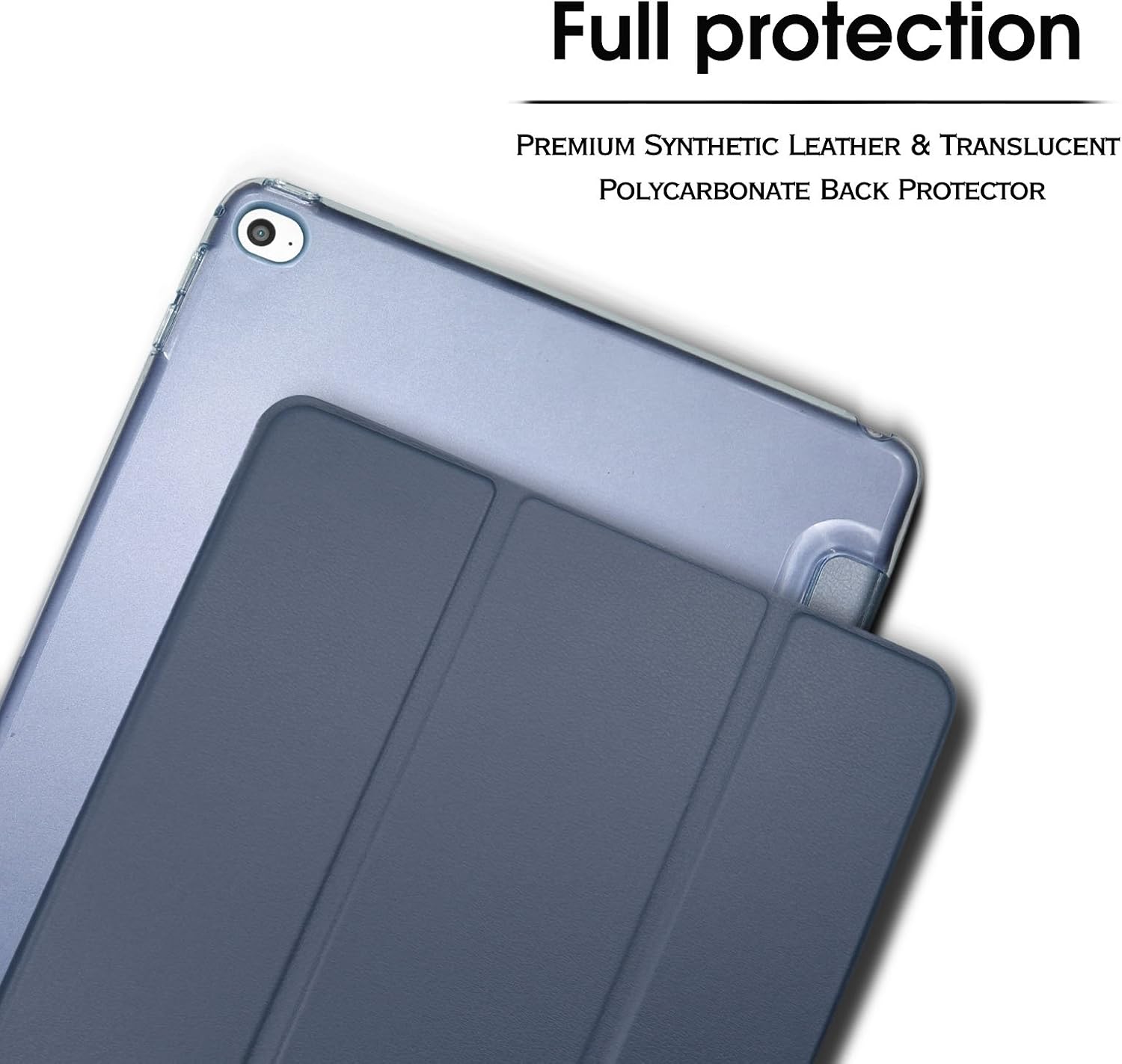 Infiland iPad Air 2 Case - Ultra Slim Smart-Shell Stand Cover with Translucent Frosted Back Protector (with Auto Wake / Sleep) for Apple iPad Air 2 (iPad 6) 9.7 Inch Tablet, Navy