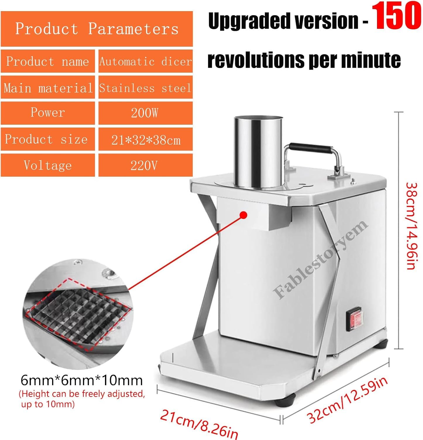 Cortador eléctrico de verduras – Máquina de cortar automática de acero inoxidable para cortar rápidamente cebollas, zanahorias, pepinos y más – Herramienta de cocina compacta