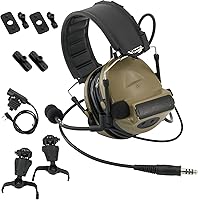 Vista 1 de TSVISIONCORE Auriculares tácticos con diadema desmontable U94 PTT y adaptador de riel, para ARC, Mlok, riel del equipo Wendy, deportes de Airsoft