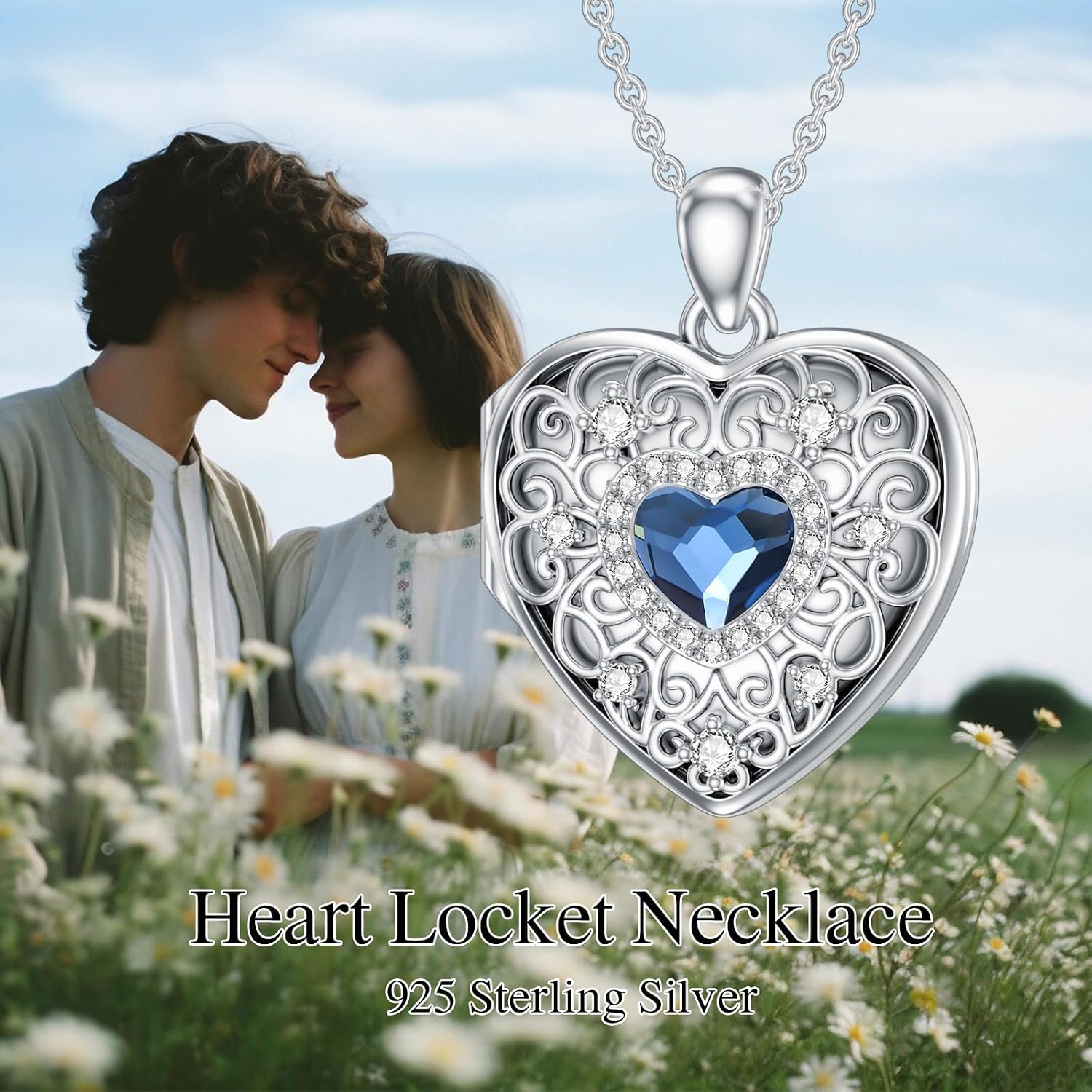 Heart Locket Necklace 925 Sterling Silver Personalized Picture Locket Pendant Birthday Christmas Jewelry Memorial Gifts for Women