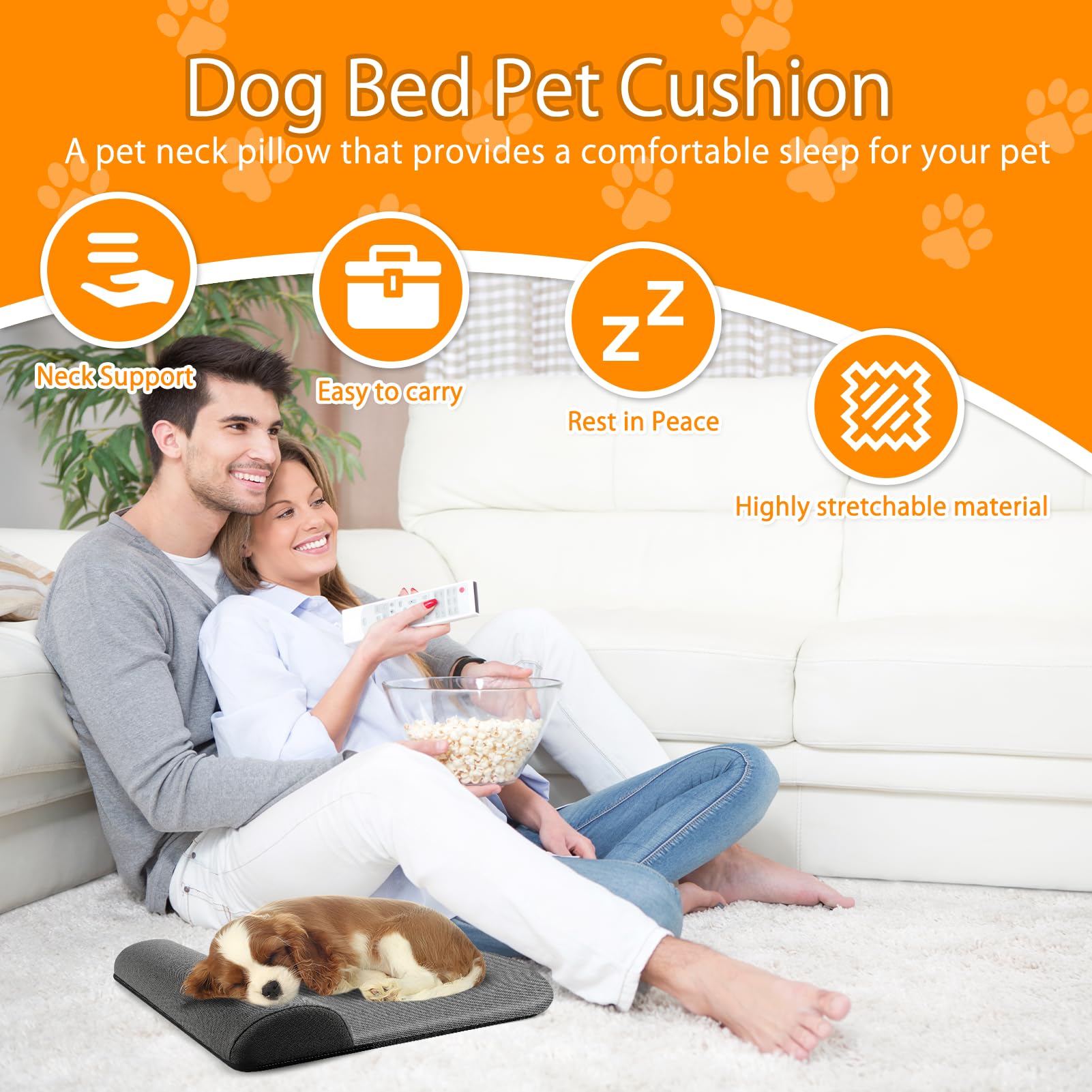 VINGVO Dog Bolster Pillow/Headrest, for Cervical Vertebra/Neck Stable Support, Portable Elastic Soft Pet Headrest for Dog Cat (S?12.76 x 11.81in?)