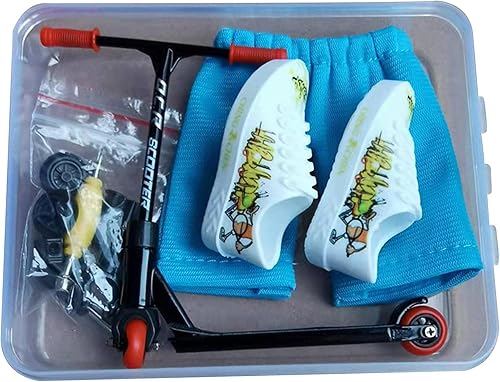 Miniatura 8 de Littryee Juego de juguetes para dedos, scooter de dedo con pantalones, zapatos y herramientas, juguete de aleación de metal, juguete de dedo para