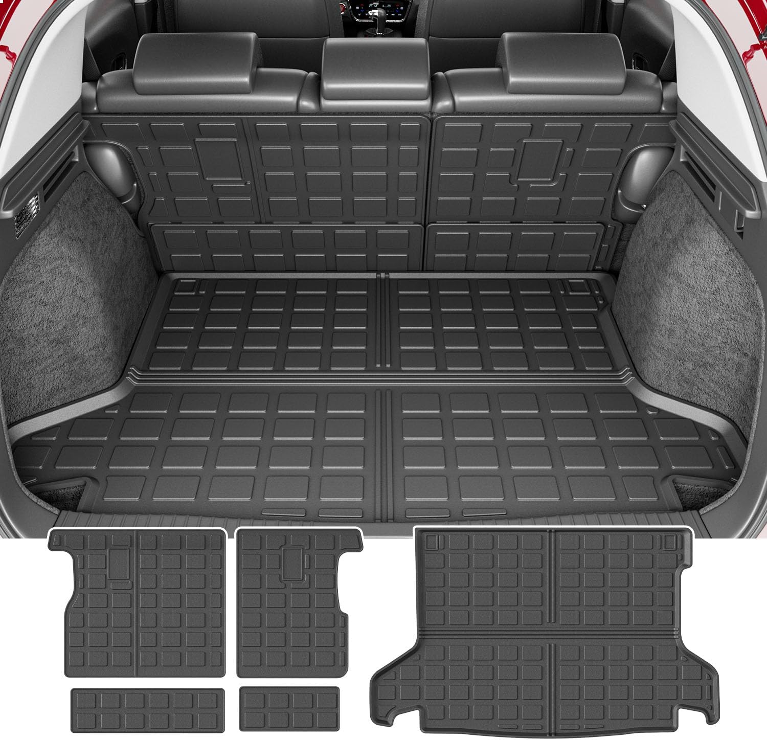 powoq Cargo Mat Compatible with 2016-2022 Honda HRV Trunk Mat TPE Cargo Liner Backrest Trunk Liner Replacement for 2016 2017 2018 2019 2020 2021 2022 Honda HRV Accessories Rear Backrest Mat+Rear Trunk Mat 2016-2022 HRV