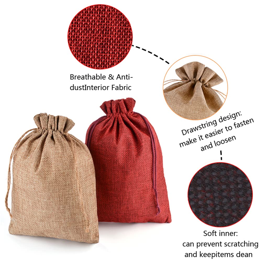 20 X 30 Cm - 12 Petits Sacs Avec Cordon De Serrage - En Coton