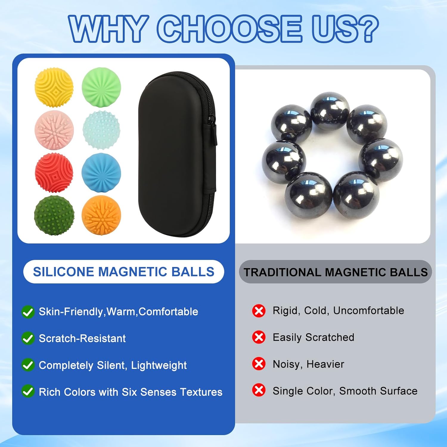 Silicone Magnetic Balls，Fidget Toys，Gift for Teenage , Fun Textures Magnetic Balls Gift fo Novelty Toy for Kids or Adults(8PCS)