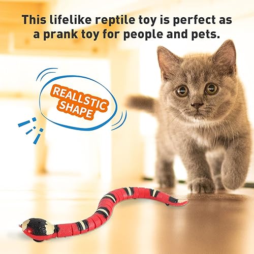 Vista 4 de Juguetes interactivos con serpientes, juguetes para gatitos, juguete realista de serpiente con detección inteligente, recargable por USB, detección