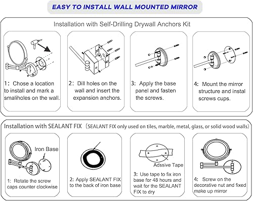 Miniatura 7 de LEDOOLE Espejo de maquillaje con luz montada en la pared, espejo de tocador con aumento de doble cara de 8 pulgadas, protección de sobrecarga USB, 3