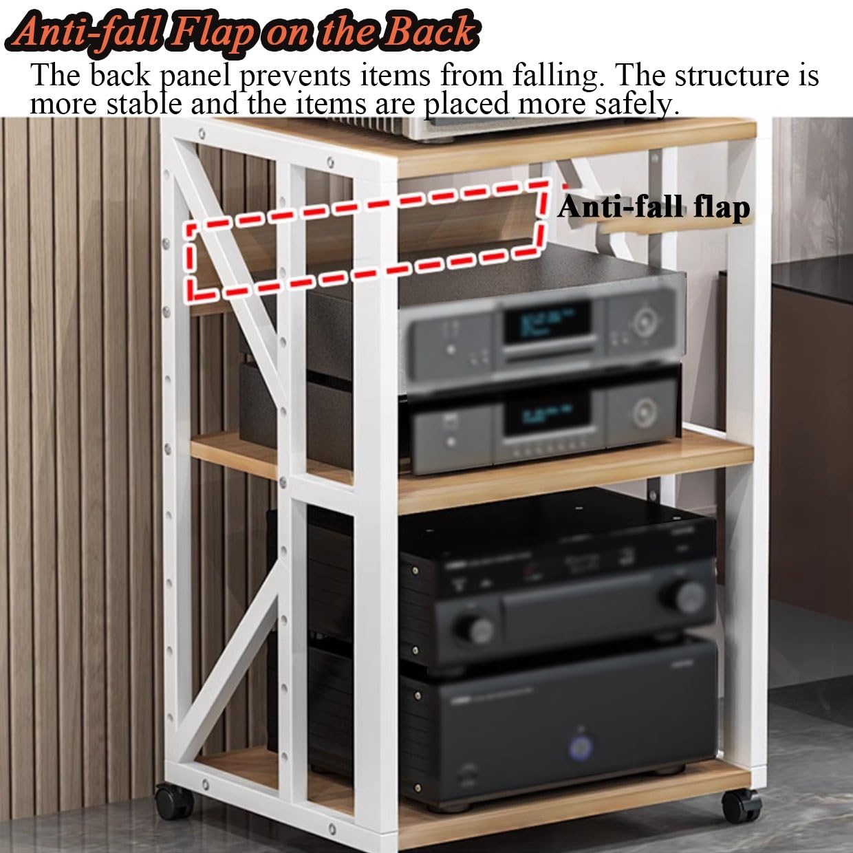 Stojak Hi-Fi, stojak na nośniki AV, gramofon CD DVD, konsola do gier, jednostka do przechowywania z kółkami, 5-stopniowy regał audio-wideo, szafka stereo, meble, regał komponentowy odbiornika do Home