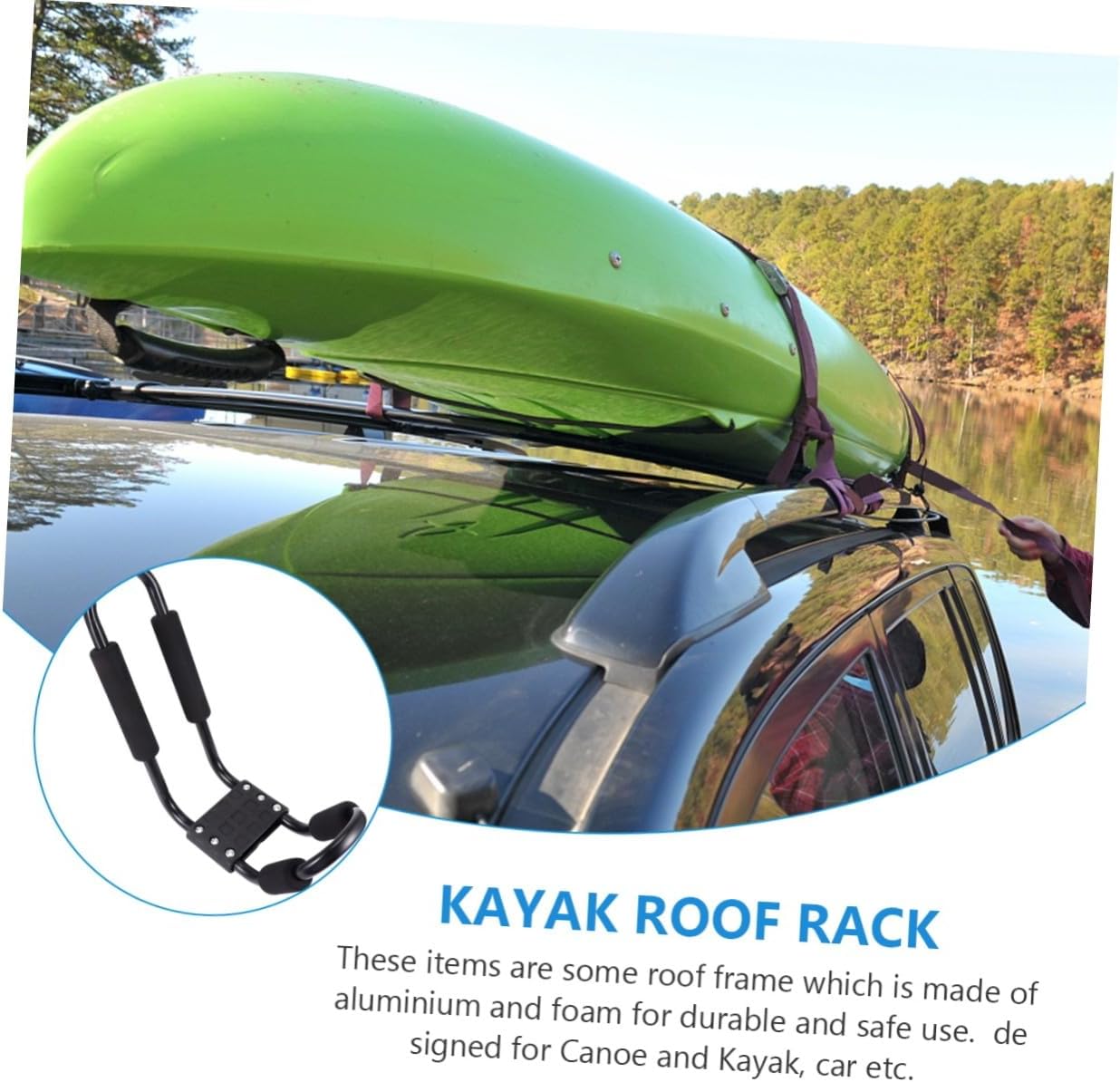2pcs Kayak Roof Rack for SUV, Heavy Duty Aluminum Canoe Carrier with Detachable Mounts, Roof Cargo Carrier for Kayak, Surfboard, and Luggage Shelf, Suitable for Outdoor Travel