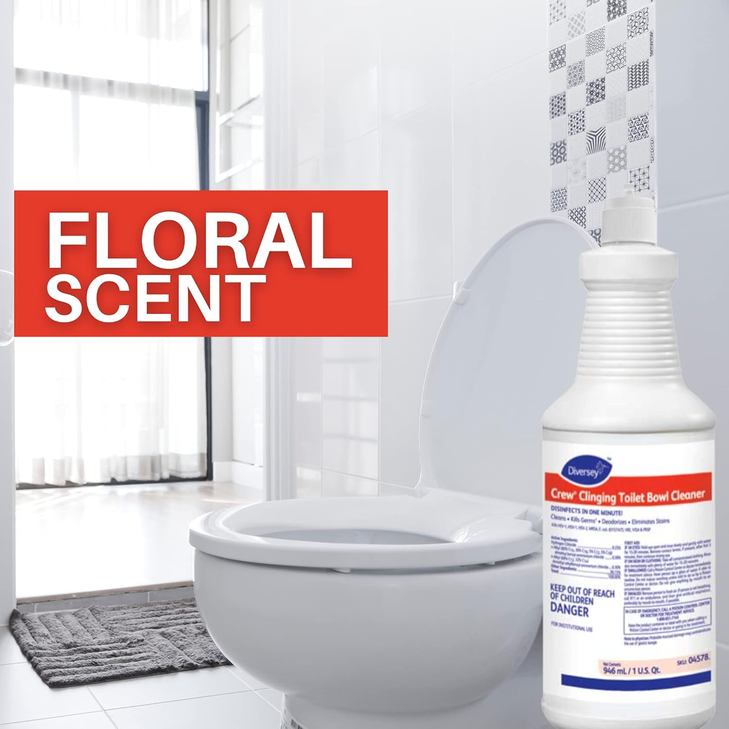 CREW Diversey Clinging Toilet Bowl Cleaner, Floral Scent, Liquid, 1 Qt. Bottle, 12/ct : Health & Household