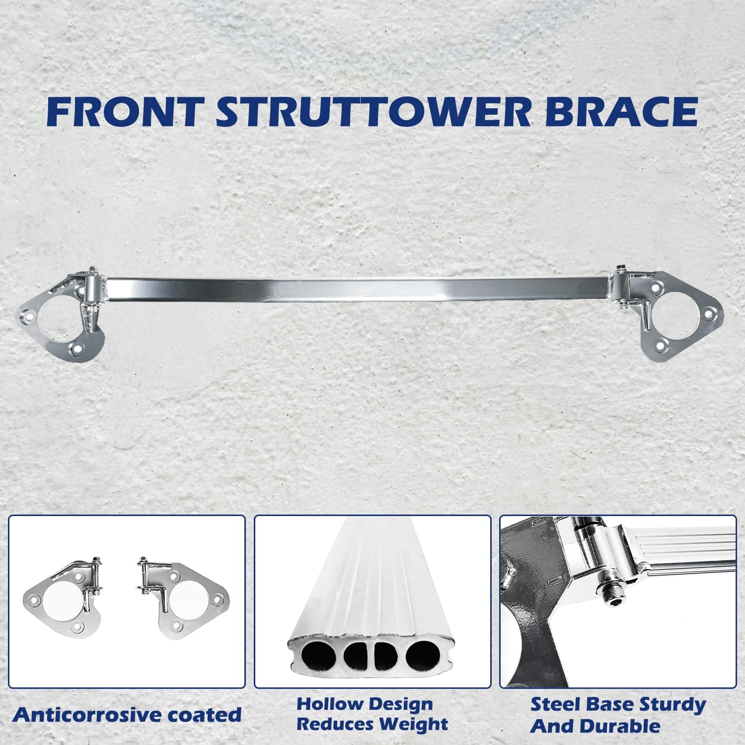 Front Engine Upper Suspension Strut Bar Tower Brace Compatible with Cadillac ATS 2014-2023, CT4 2020-2023 Silver Aluminium Polished Coated