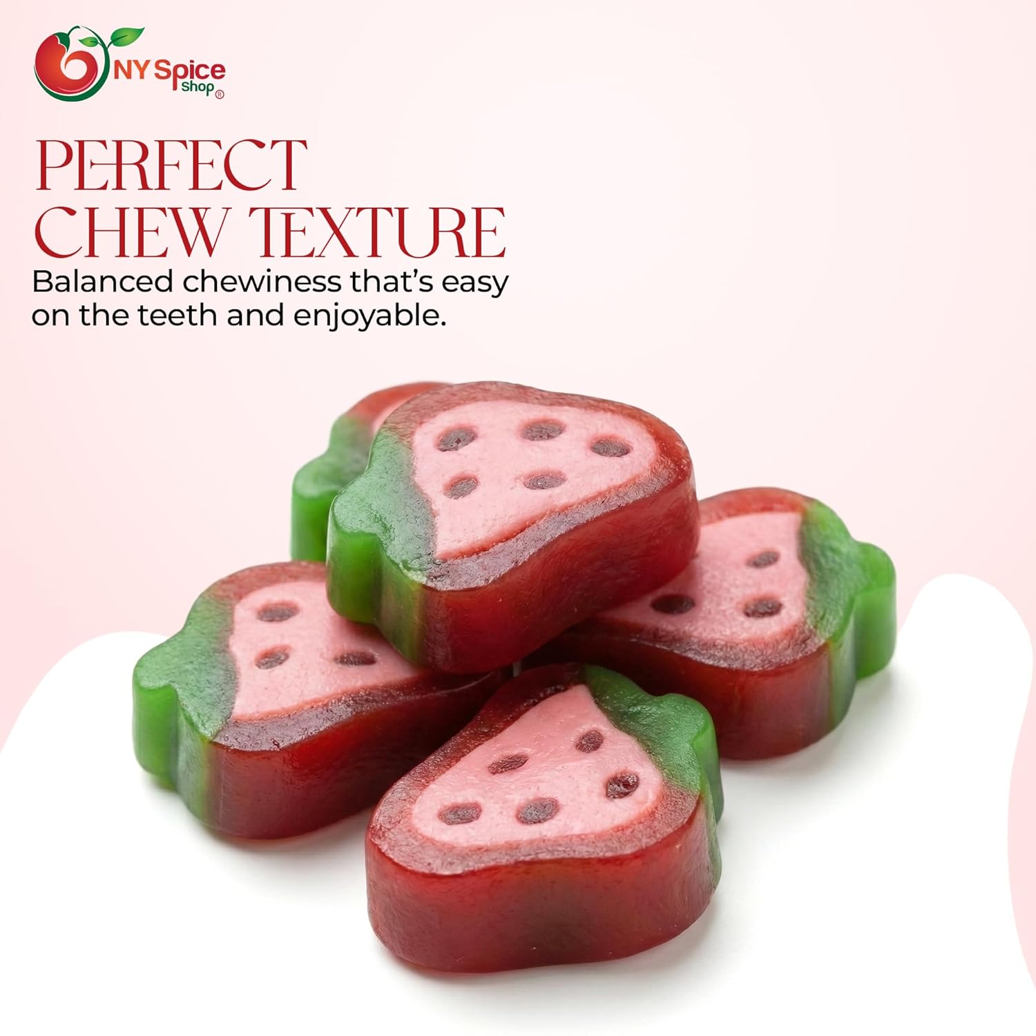 NY Spice Shop Licorice Strawberries - 3 Pound Chewy Whild Gummies Bears - Cherry Gummies for Snacking, Gift Bags, Dessert Tables, Candy Bowls & Holiday Party Displays