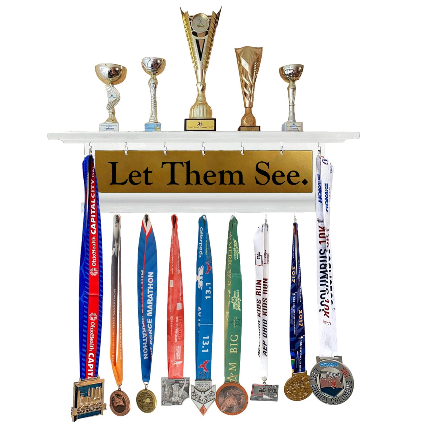 Sanvox Engineered Wood Large Medal Holder | Let Them See | (White)-picture-10