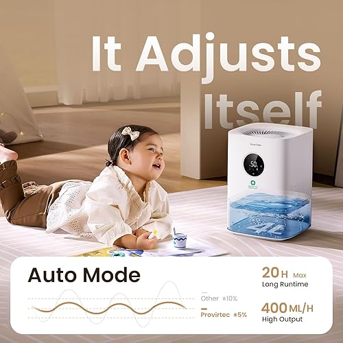 Miniatura 8 de Humidificador evaporativo para bebé para dormitorio, humedad basada en la edad diseñado para niños, materiales seguros para niños, sueño silencioso