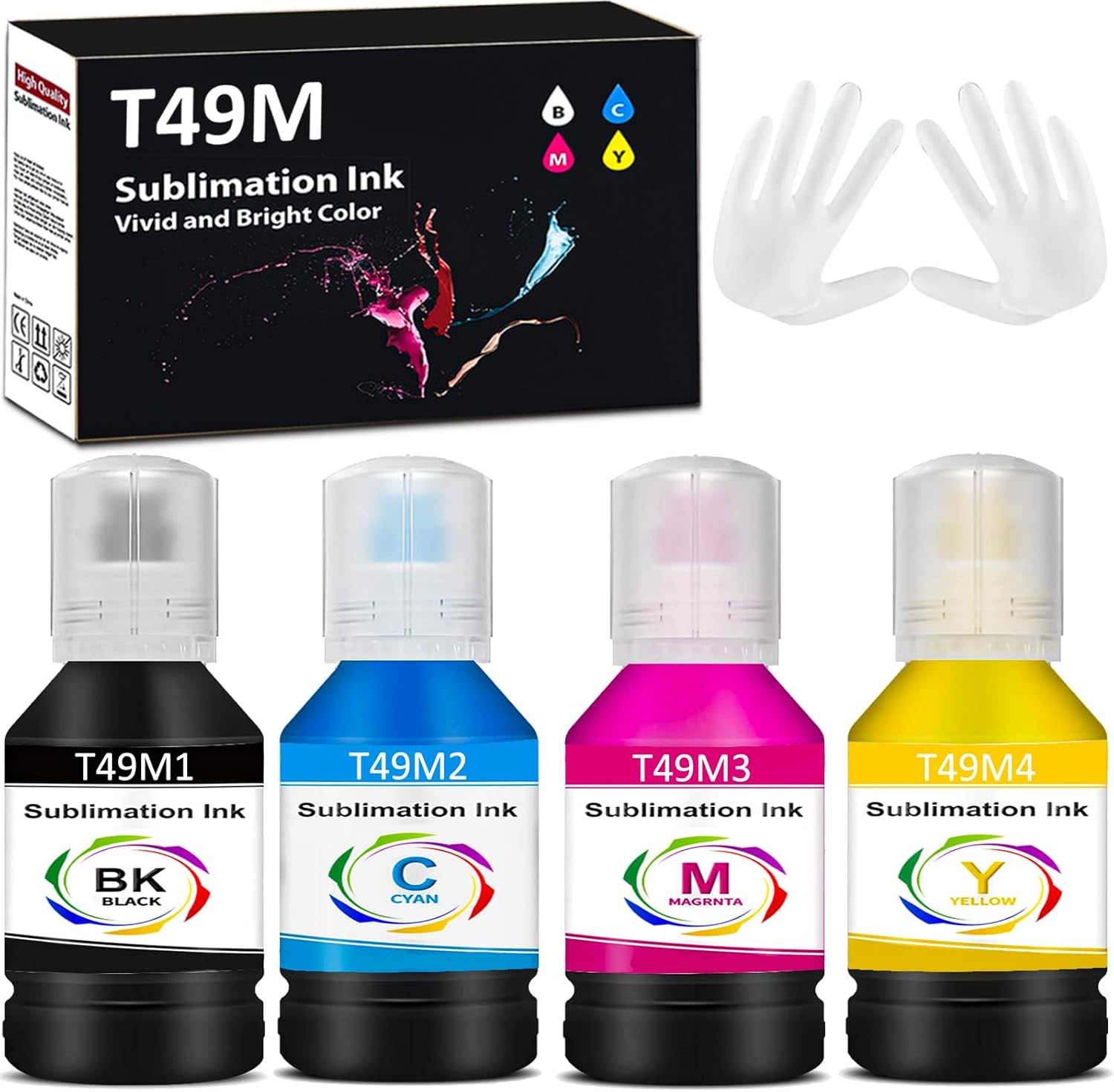 APRONE 4x140ml T49M Autofill Sublimation Ink Compatible for SureColor F170 F570 Sublimation Printer T49M1 T49M2 T49M3 T49M4 (ICC-Free/Anti-UV,4-Pack)