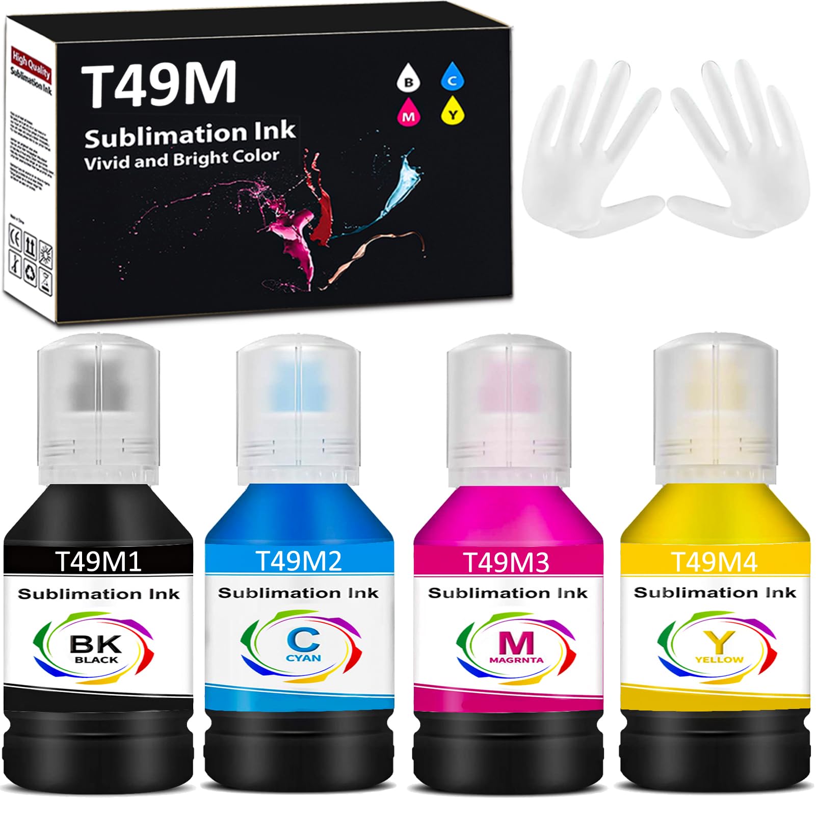 APRONE 4x140ml T49M Autofill Sublimation Ink Compatible for SureColor F170 F570 Sublimation Printer T49M1 T49M2 T49M3 T49M4 (ICC-Free/Anti-UV,4-Pack)