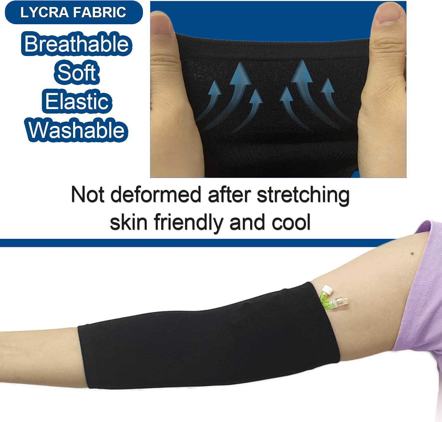 PICC Line Sleeve Cover - Arm Cast Protector Nursing Supplies for Elbow Circumference 9"-14", Black, 2 PCS