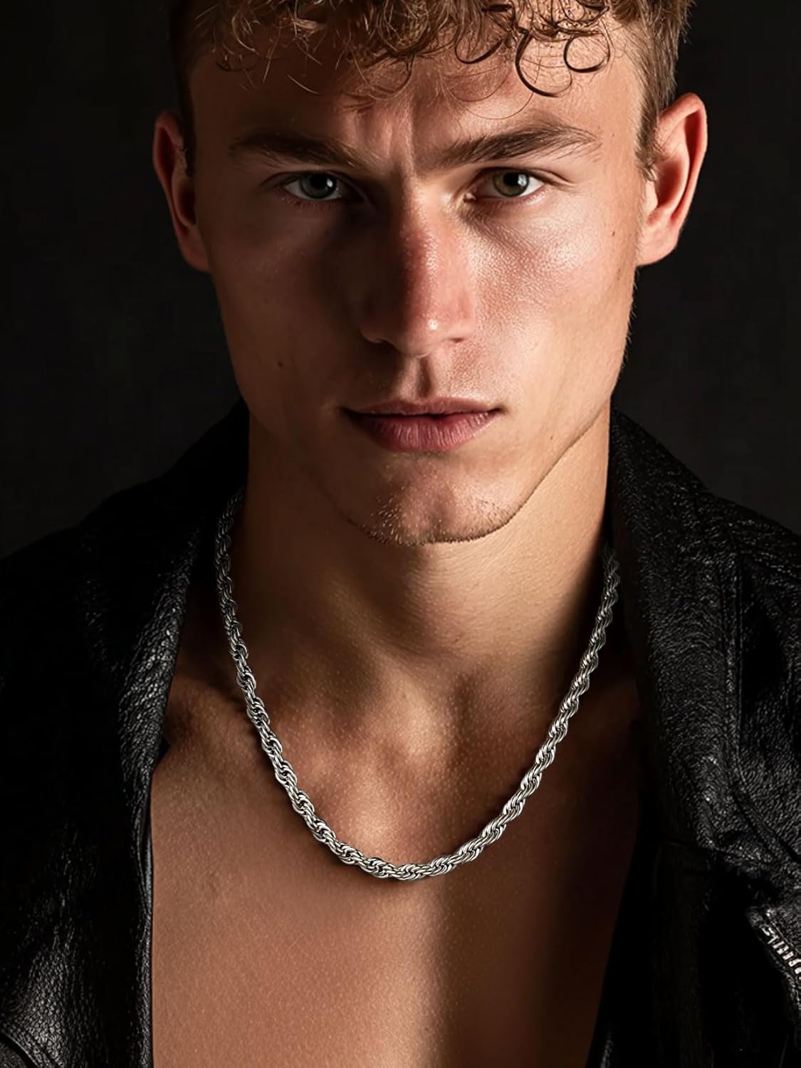 ChainsPro 3/6 mm Wheat/Rope Chain Necklace for Men Women, 18-30 inches, 316L Stainless Steel/Black/14K Gold Plated Mens Hip Hop Chain-Send Gift Box - Image 3