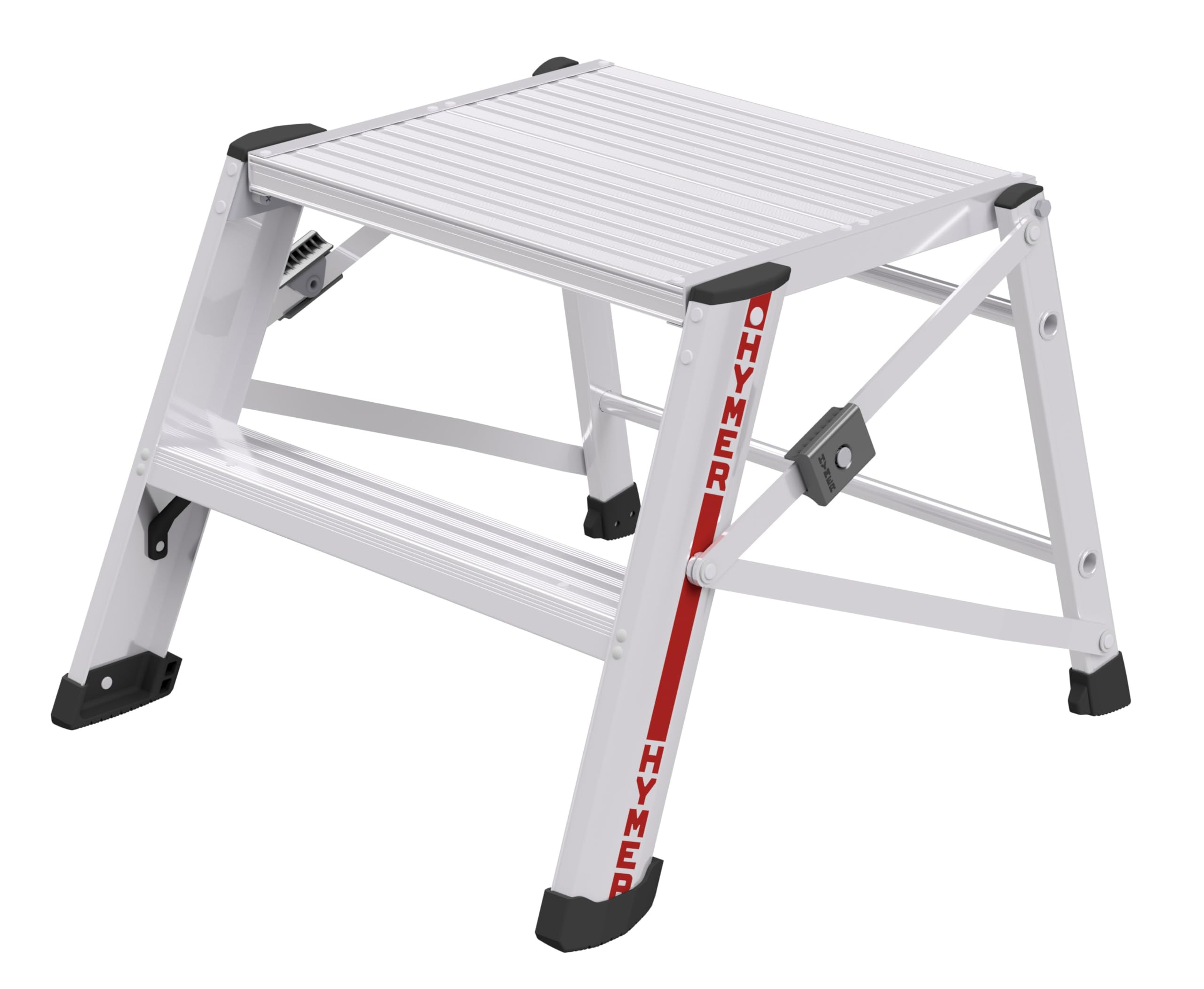 Hymer Escalera de Servicio y Montaje (Aluminio, Profundidad de escalón de 80 mm, transitable por un Lado, Plataforma: 400 x 500 mm, Robusto Concepto D-Holm) 603602