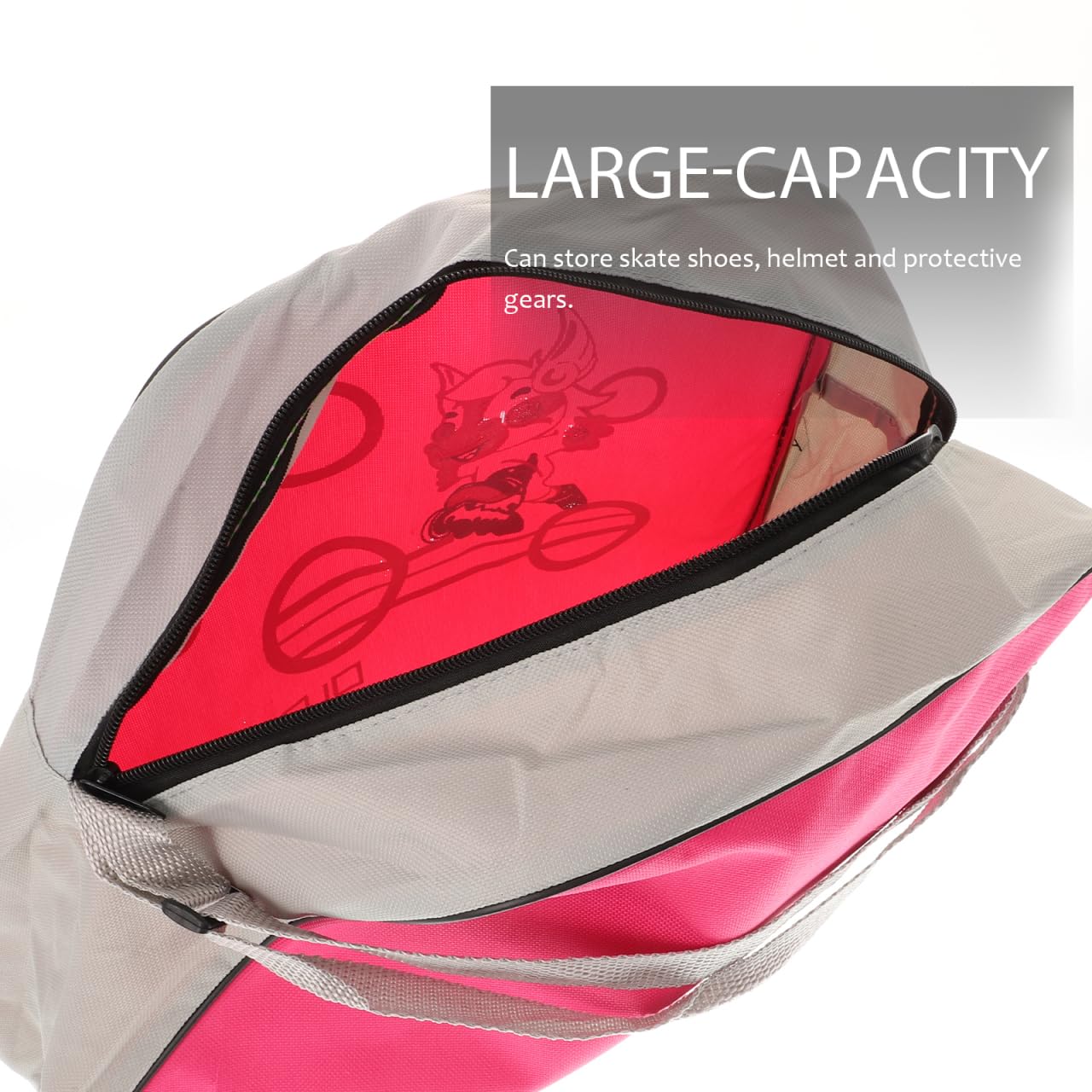 LIOOBO Bolsa para patines de hielo impresa para patines de hielo, bolsa de almacenamiento portátil, correa ajustable, patines en línea para niños y adultos (rosa)