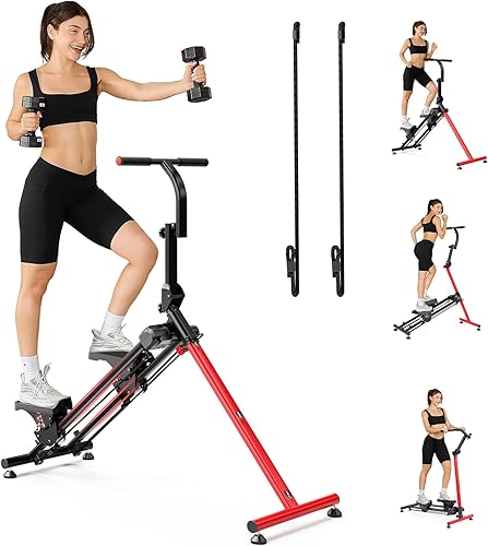 Miniatura 10 de YOLEO Escaleras de resistencia ajustable para ejercicio en casa, escaleras plegables de cardio con 3 modos de entrenamiento y pedal de gran tamaño,
