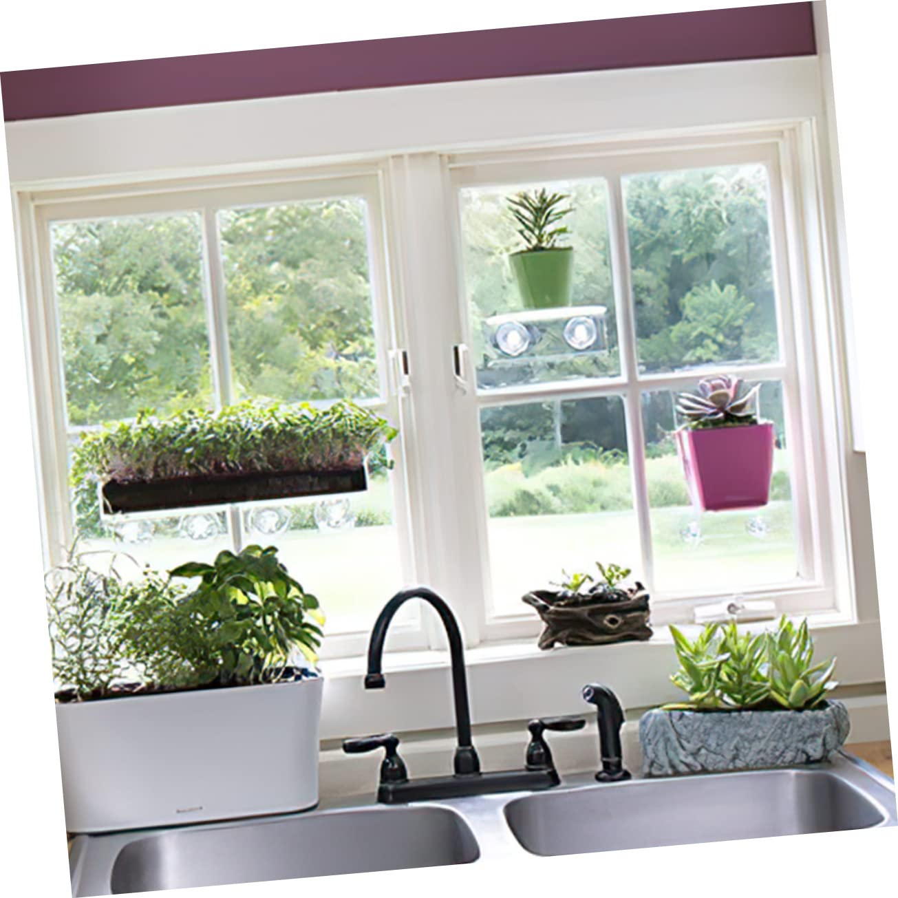 Sosoport 2pcs Window Garden Window Shelf for Plants Clear Acrylic Shelves, Suction Cup Indoor Plant Holder - Image 4