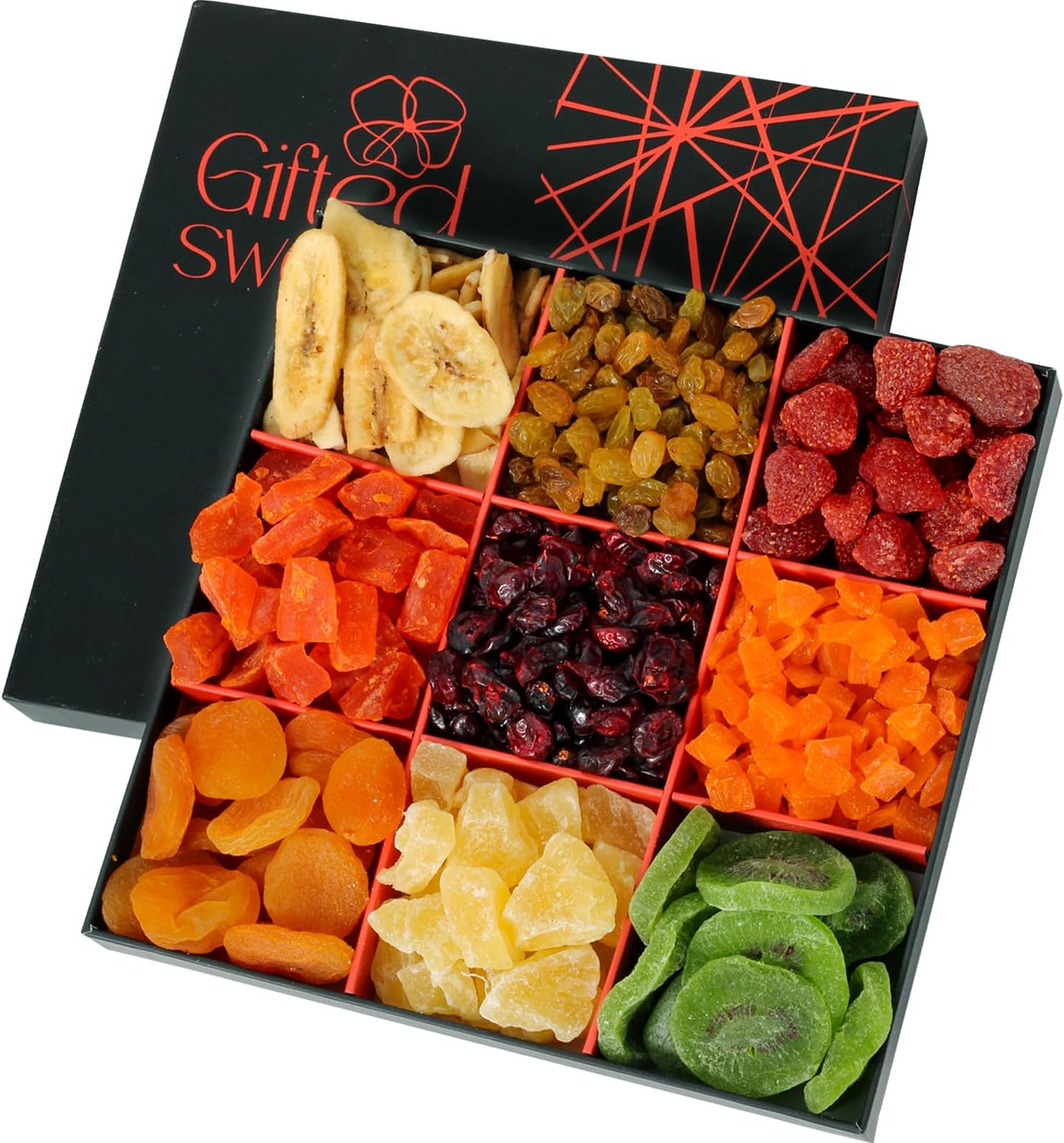 Valentines Dried Fruit Gift Basket 9 Sectional Dried