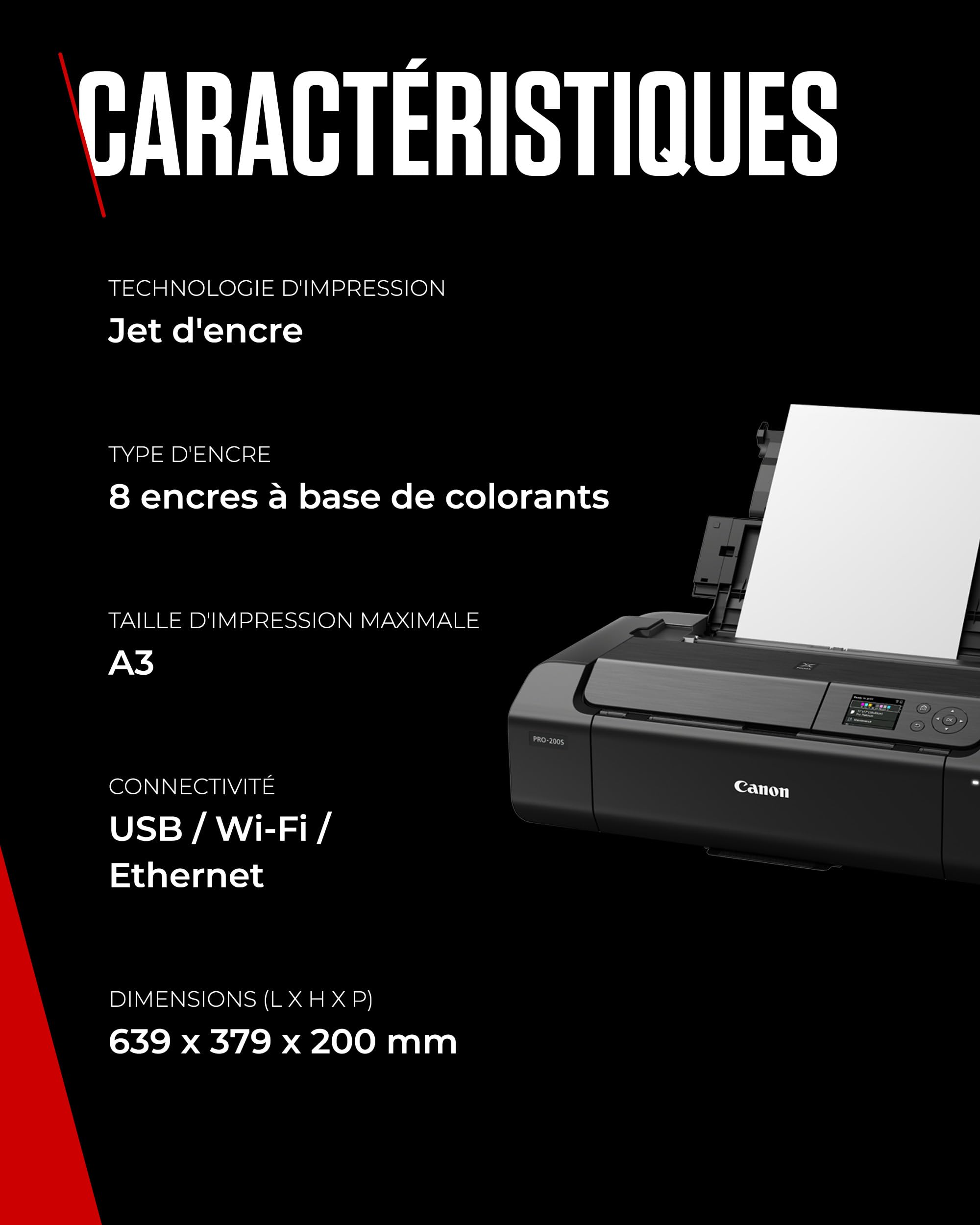 Canon PIXMA PRO-200S Imprimante Photo 8 Encres Couleur Tirages Couleurs Intenses