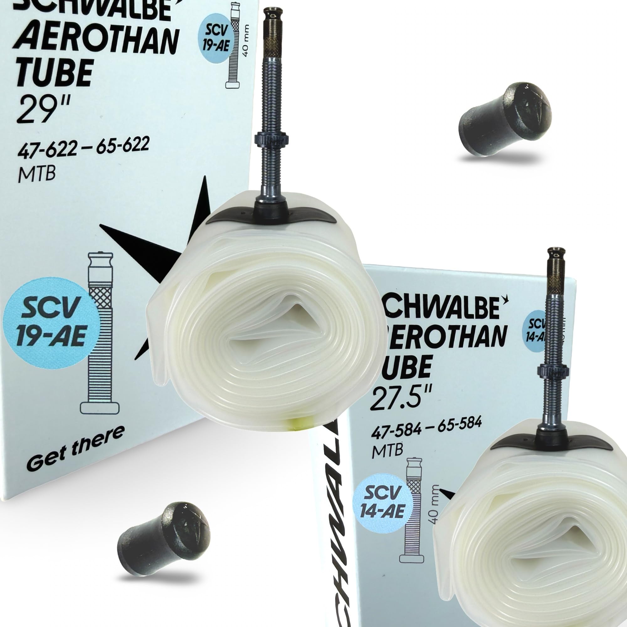 Aerothan Light Camera d'aria 27,5"+29" compatibile con Schwalbe SCV14-AE + SCV19-AE Klick Valvola Mullet Set