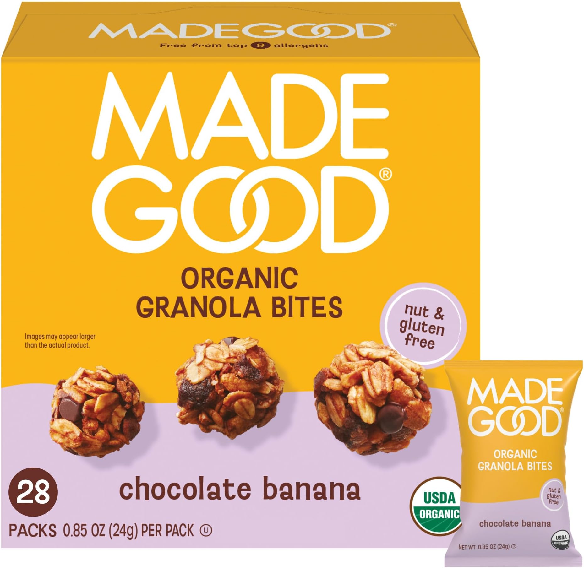 Chocolate Banana Granola Minis, 28 Count, Organic and Delicious Snacks