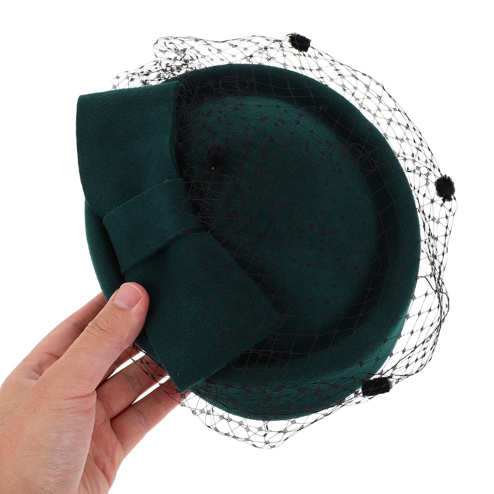SOLUSTRE Cappello Fascinator da Donna Leggero e Raffinato con e Fiocco Vintage Inglese in Lana Verde per Matrimoni e Uscite Invernali