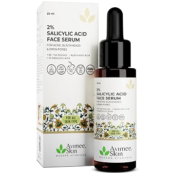AVIMEE HERBAL 2% Salicylic Acid Face Serum For Acne, Blackheads & Open Pores | Reduces Excess Oil & Bumpy Texture | For Acne Prone or Oily Skin | 25 ml Pack of 1