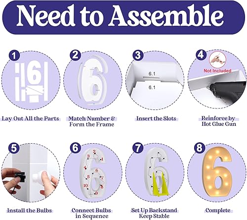 Miniatura 361 de Números iluminados grandes de 4 pies, números de marquesina 2 para decoraciones de cumpleaños de 21 para niños y niñas, números gigantes iluminados