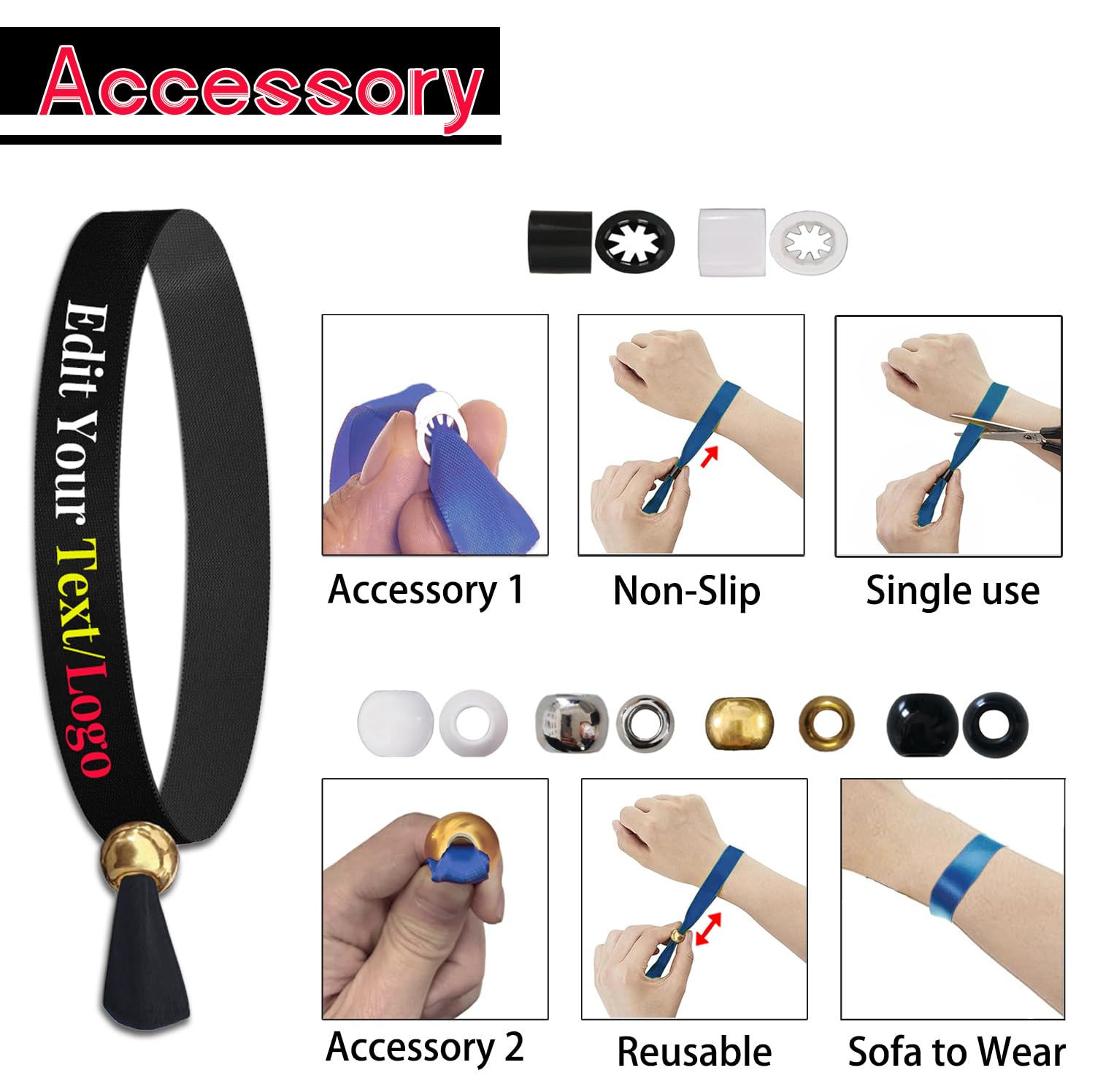 Braccialetti In Tessuto Personalizzati Per Eventi E Feste - Personalizza Con Testo E Logo