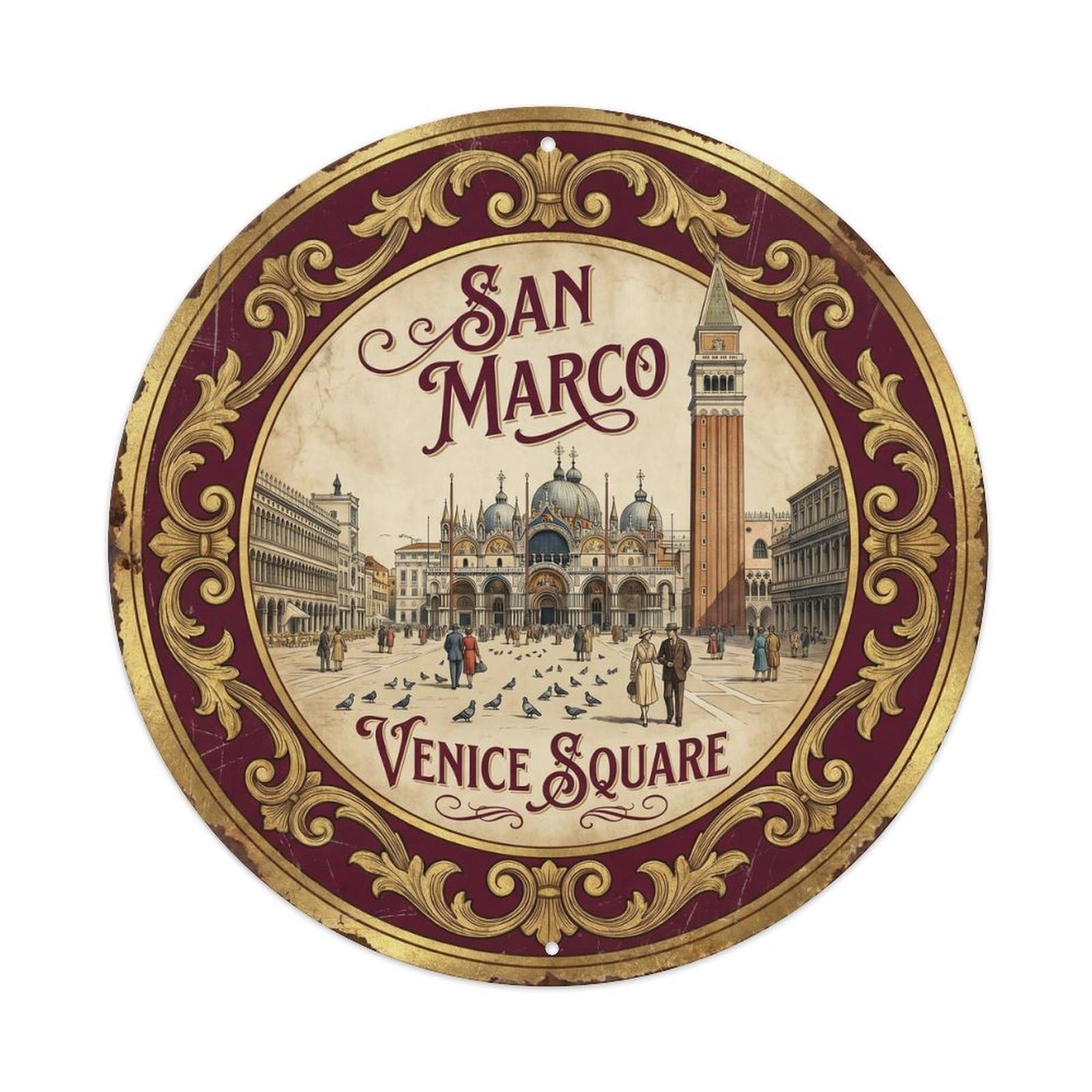 Vintage Travel Venice Piazza Landmark Metal Tin Sign