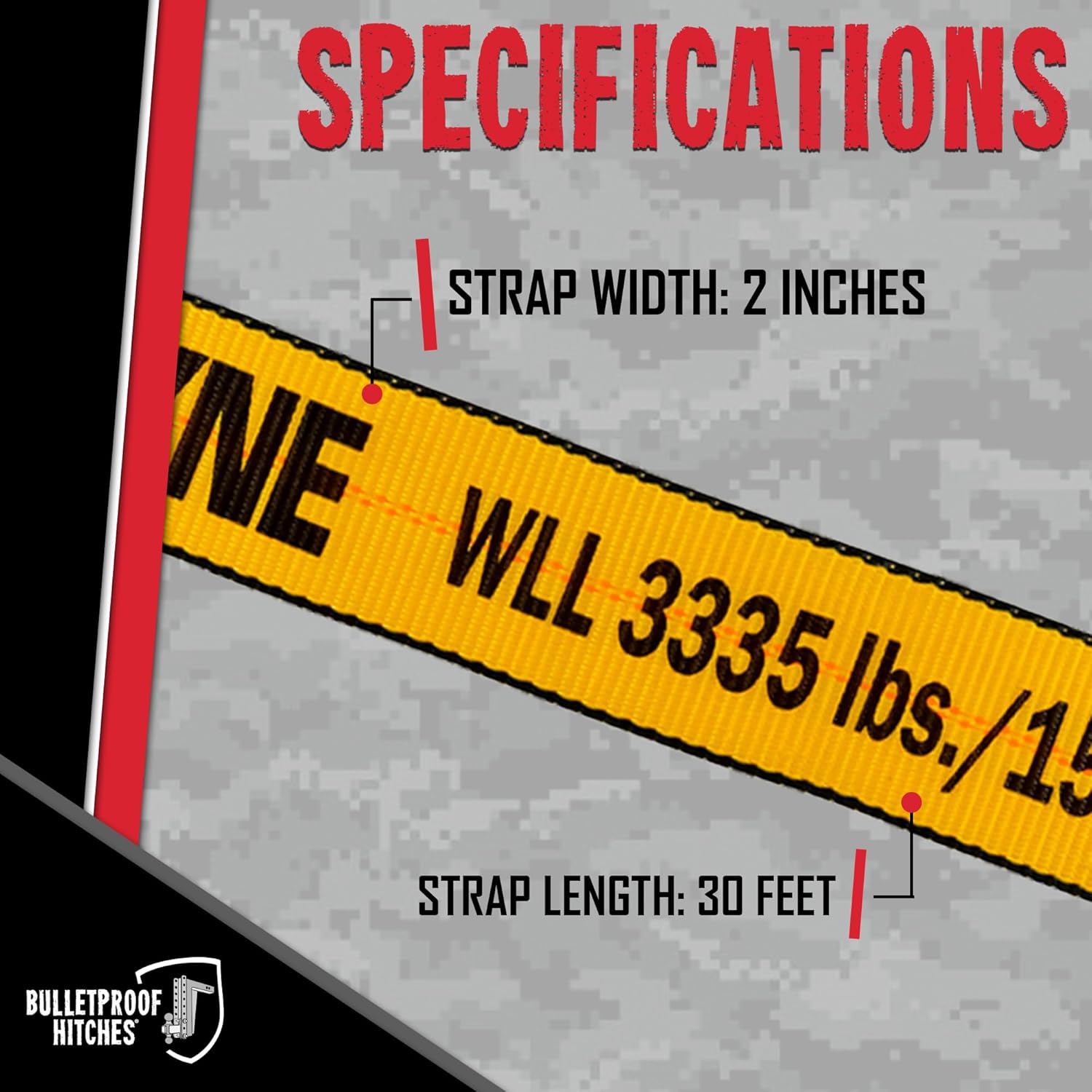 BulletProof Hitches - 2 Inches x 30 Feet Heavy Duty Ratchet Straps - Tie Down Straps Ratchet with 5,000 lb Break Strength - for Truck & Trailer Cargo