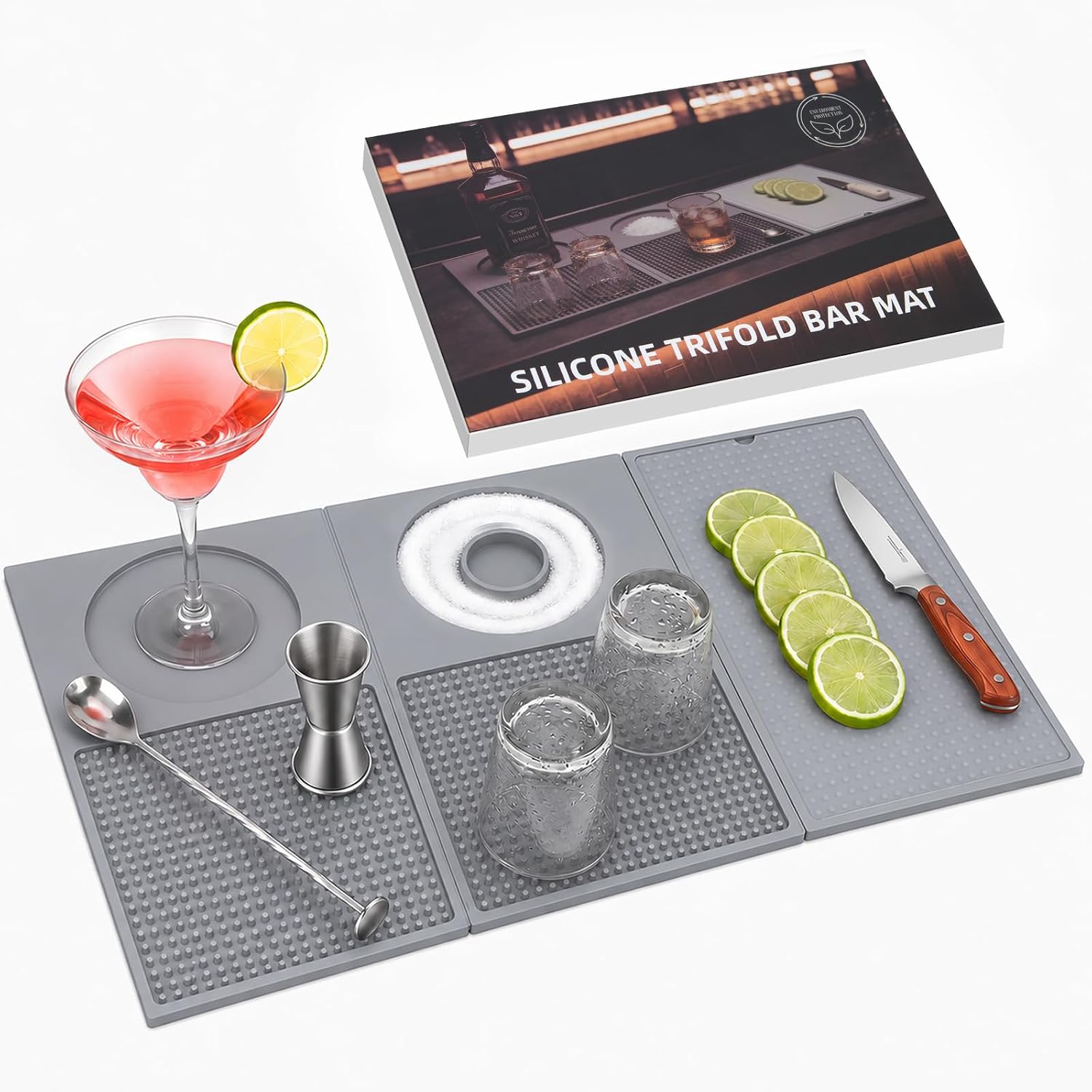 Dreamtop Bar Mat for Countertop, 3-Layer, 22'' x 12'', Black