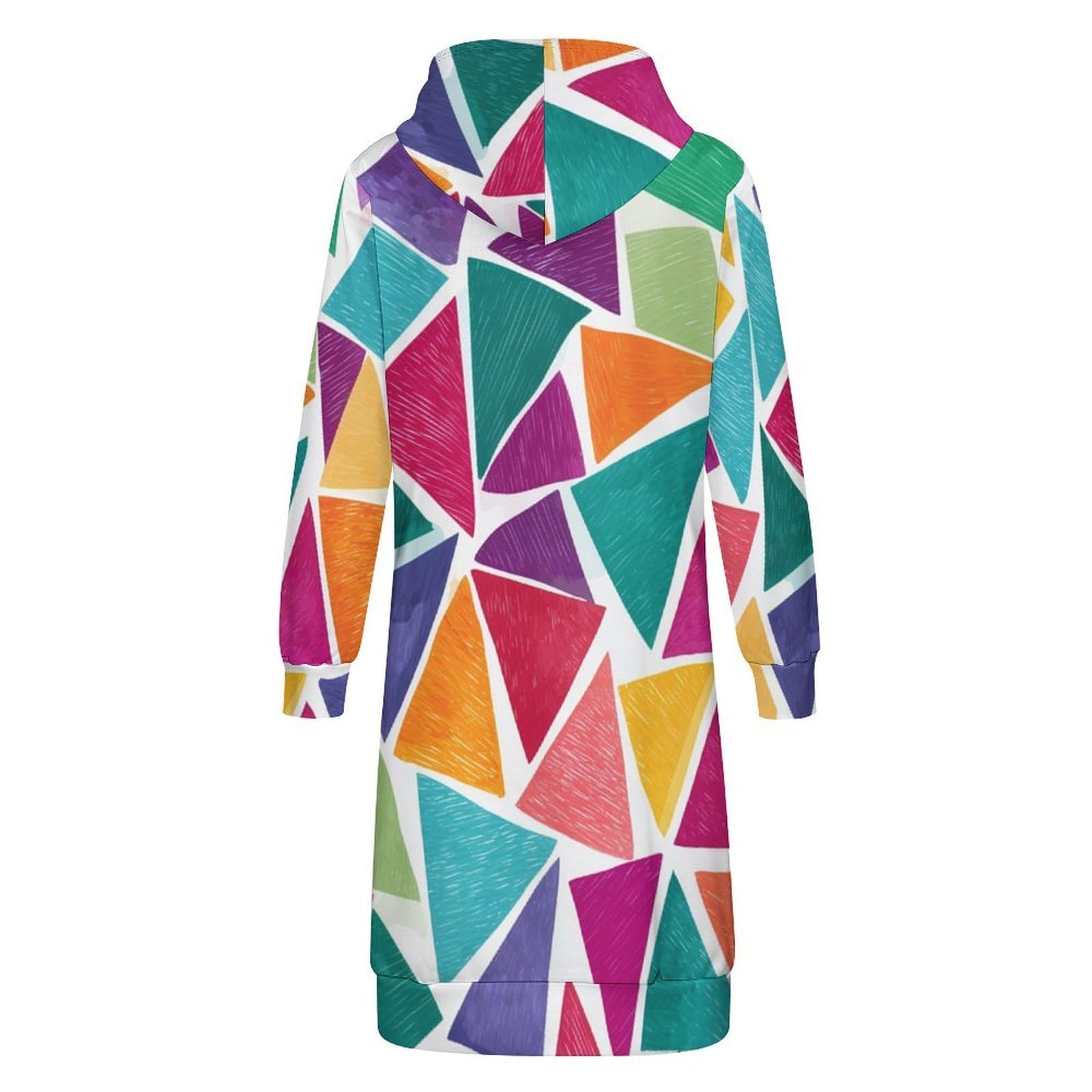Felpa Donna con Zip Felpe Sportiva con Tasche E Cappuccio Motivo A Triangolo Colorato Morbida Invernale Giacca Regolabile Confortevole per Uso Quotidiano Casual