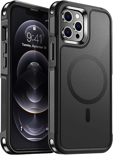 SUPFINE Magnetic for iPhone 12 Pro Max Case, [Compatible with MagSafe][10 FT Military Grade Drop Protection] [Dual Layer Structure Protection] Heavy Duty Full-Body Shockproof Phone Case, Black