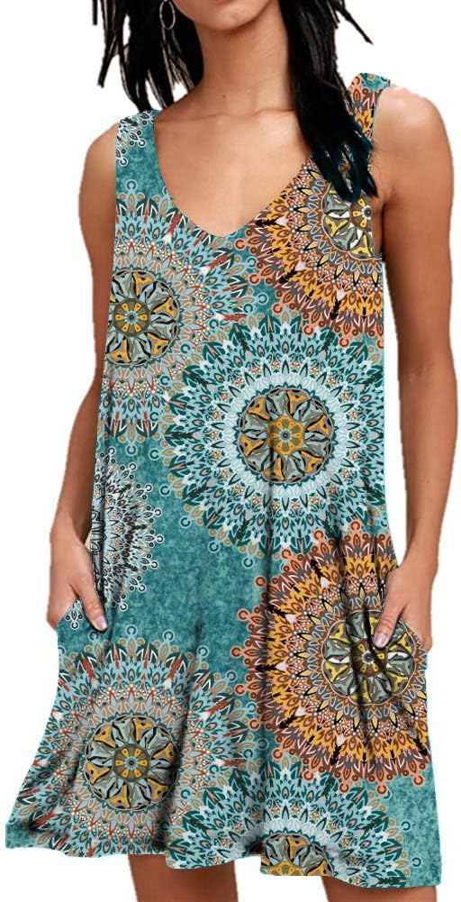 MISFAYWomen's Summer Casual T Shirt Dresses Beach Cover up Tank Dress
